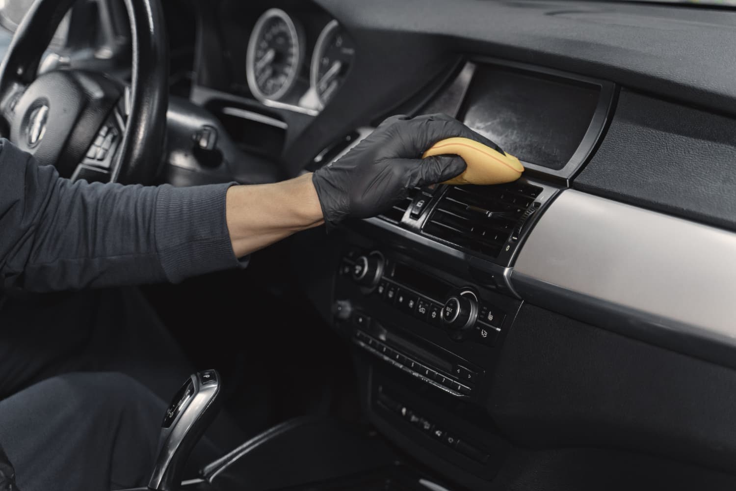 Expert car detailing close-up